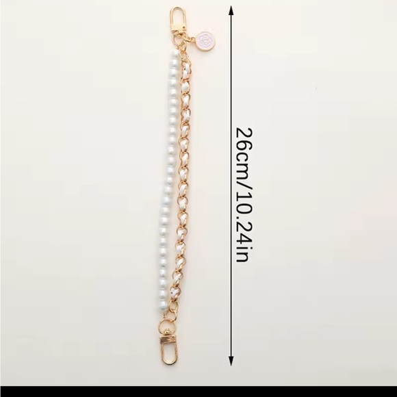 Elegant Gold and White Chain Phone Case Accessory - Picture 2 of 2
